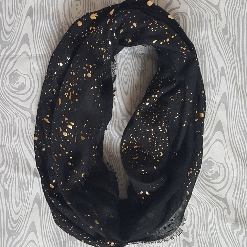 Black with gold flecks infinity scarf